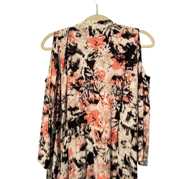 Dressbarn Cold Shoulder Floral Print Cardigan Sz 3X Lightweight Layering Piece - Picture 11 of 12